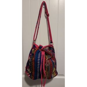 Catori purse boho pink drawstring bucket handbag